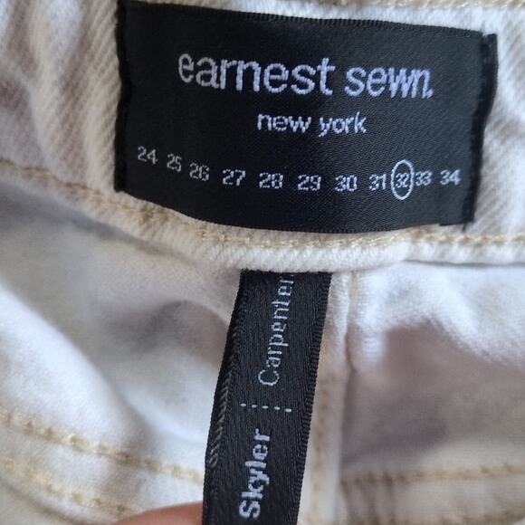 Earnest Sewn Jeans Womens 32 White Cream Skyler Distressed Stretch Preppy - Picture 5 of 8